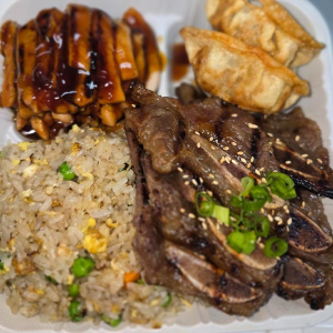 Chicken and Beef Short Ribs Teriyaki & Gyoza (2 pcs)