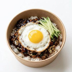 7. Jajang with Rice and Fried Egg