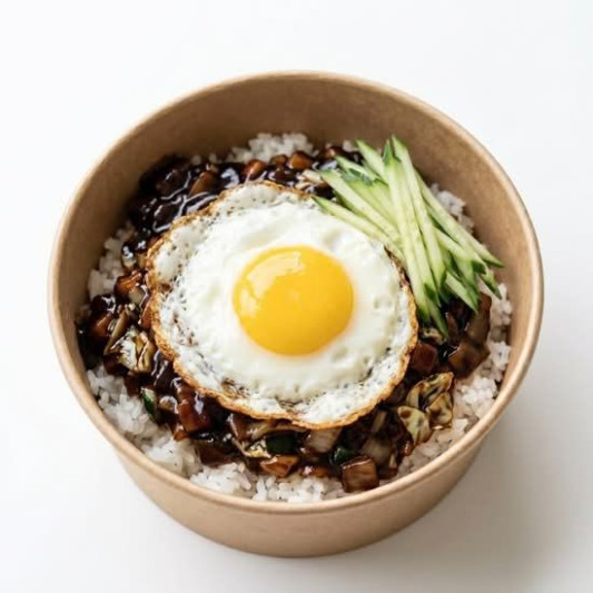 7. Jajang with Rice and Fried Egg