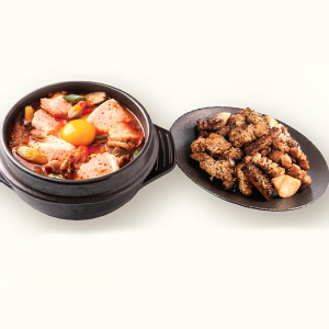 Soft Tofu Stew + Soy Honeycomb Pork Belly 순두부 + 벌집 생삼겹살