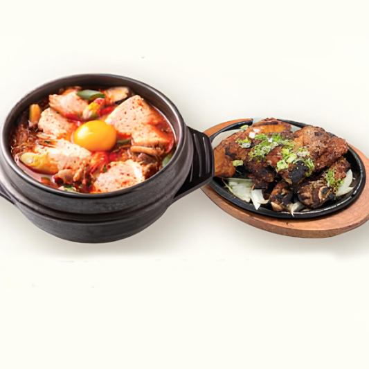 Soft Tofu Stew + Soy Pork Bulgogi 순두부 + 간장 돼지불고기