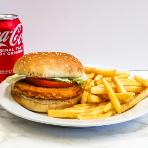 Chicken Burger with Fries & Pop