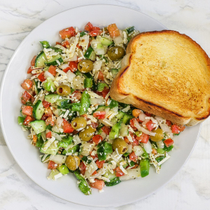 Greek Salad with Garlic Toast