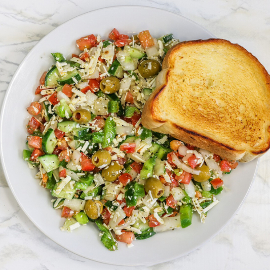 Greek Salad with Garlic Toast