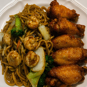 Chicken Wings (5 pcs) + Shrimp Lo Mein