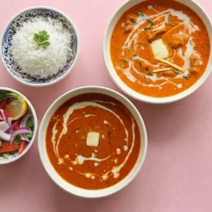 Dal Makhani, Delhi&rsquo;s Butter Chicken, and Full Portion of Basmati Rice