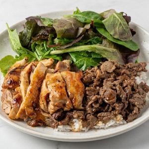 31. Chicken & Beef Teriyaki Plate with Salad