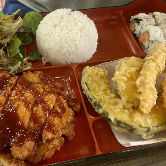 49. Chicken Katsu, Mixed Tempura & California Roll (4 pcs)