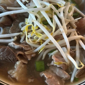 Rare, Well-Cooked Beef Brisket, Tendon, and Tripe with Rice Noodle Soup