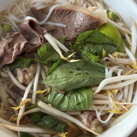 Well-Cooked Beef Brisket, Tendon, and Tripe with Rice Noodle Soup