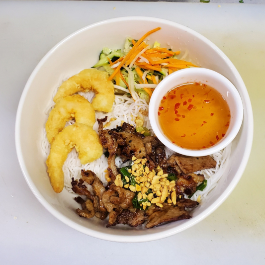 Grilled Shrimp & Grilled Pork with Vermicelli 燒蝦.肉檬 