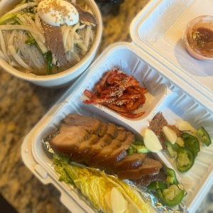 Spicy Cold Noodles + Napa Wrap with Pork / 비빔냉면 + 보쌈