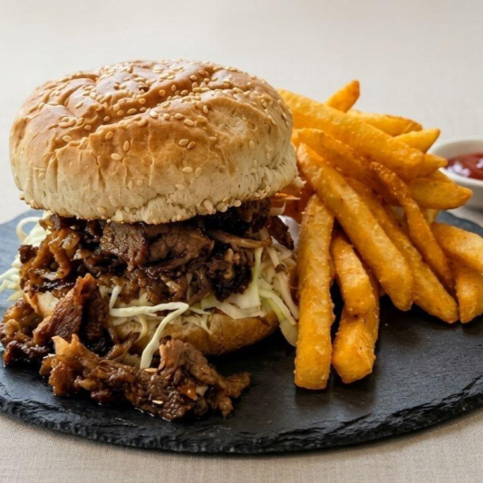 Korean BBQ Burger & Fries