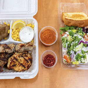 Greek Ribs (1/2 Rack), Chicken, & Souvlaki