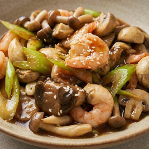 F10. Two Kinds of Mushrooms with Shrimp