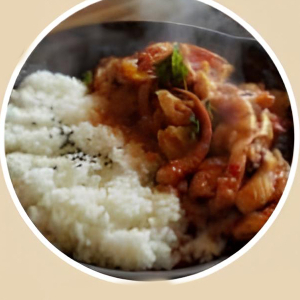 Spicy Stir-Fried Squid over Rice