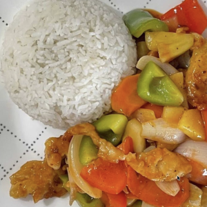 R6. Sweet & Sour Chicken with Steamed Rice