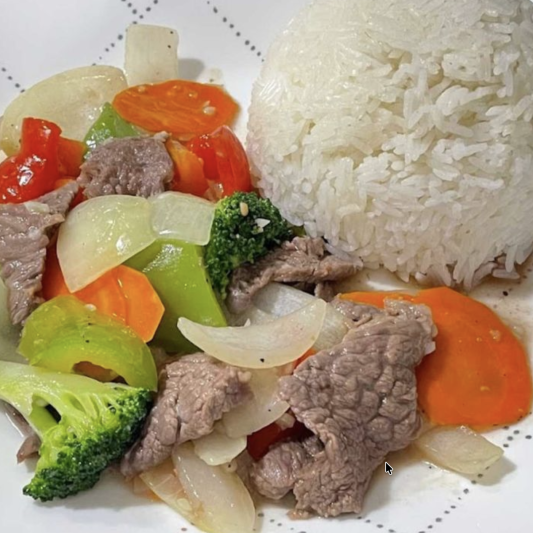 R7. Beef & Veggies Stir-Fry with Steamed Rice