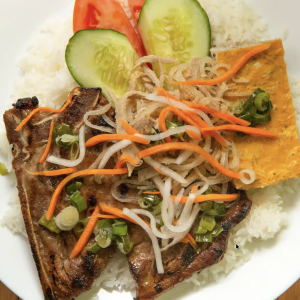 36. Shredded Pork Skin, Charbroiled Pork Chop & Egg Pie on Rice / Cơm B&igrave; Sườn Chả