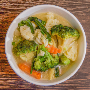 66. Stir-Fried Garden Greens with White Garlic Sauce