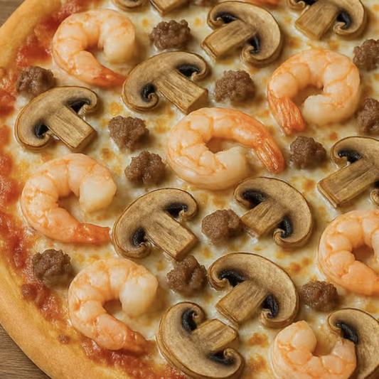 9. Shrimp & Mushroom Pizza (2 for 1)