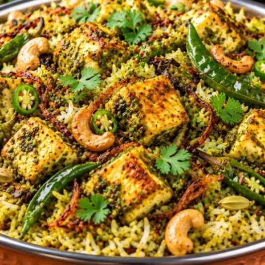 Pachi Mirchi Paneer Pulav