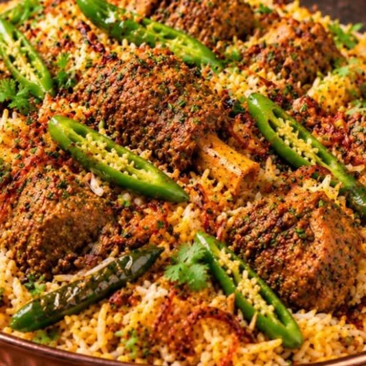 Pachimirchi Mutton Pulav